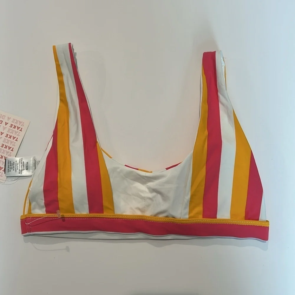 Dippin' Daisy's stripe bikini swim top size small new